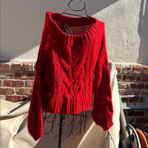 Cozy Red Cable Knit Sweater